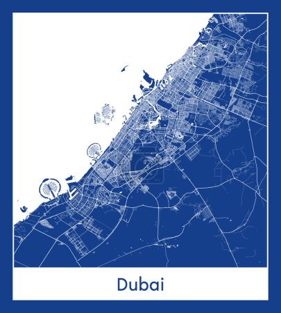 Illustration for Dubai United Arab Emirates Asia City map blue print vector illustration - Royalty Free Image