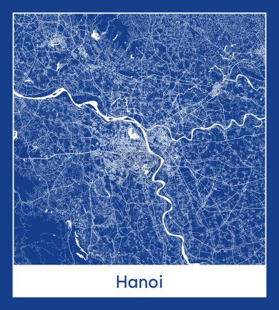 Illustration for Hanoi Vietnam Asia City map blue print vector illustration - Royalty Free Image