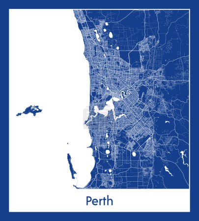 Ilustración de Perth Australia City mapa azul imprimir vector ilustración - Imagen libre de derechos
