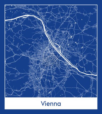 Ilustración de Viena Austria Europa Mapa de la ciudad azul imprimir vector ilustración - Imagen libre de derechos