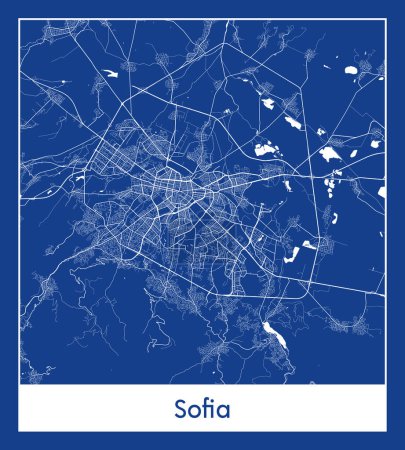 Illustration for Sofia Bulgaria Europe City map blue print vector illustration - Royalty Free Image