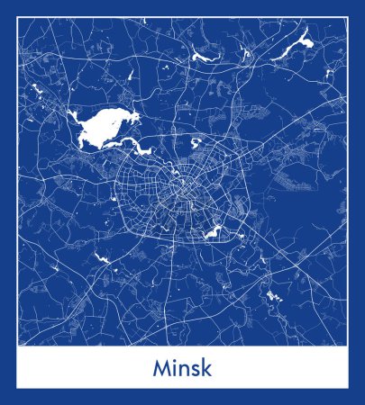 Illustration for Minsk Belarus Europe City map blue print vector illustration - Royalty Free Image