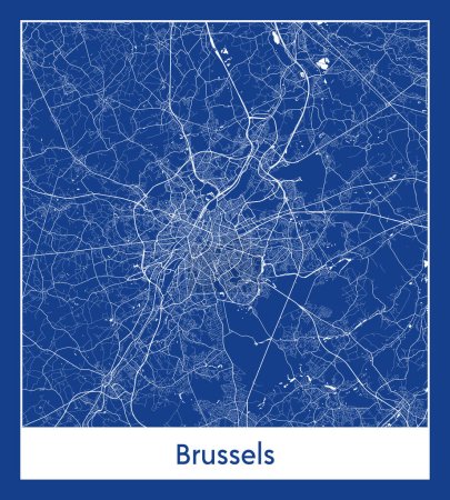Illustration for Brussels Belgium Europe City map blue print vector illustration - Royalty Free Image