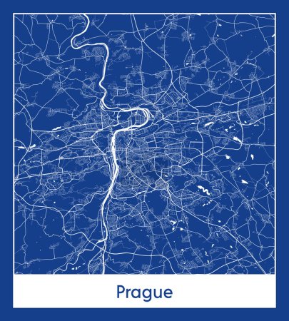 Téléchargez les illustrations : Prague République tchèque Europe Plan de ville illustration vectorielle - en licence libre de droit