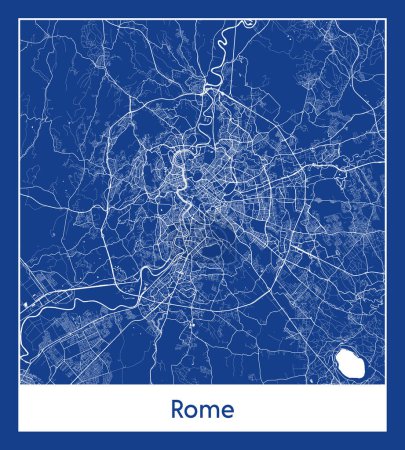 Ilustración de Roma Italia Europa Mapa de la ciudad azul imprimir vector ilustración - Imagen libre de derechos