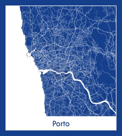 Téléchargez les illustrations : Porto Portugal Europe Plan de ville illustration vectorielle - en licence libre de droit