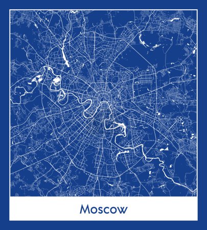 Illustration for Moscow Russia Europe City map blue print vector illustration - Royalty Free Image