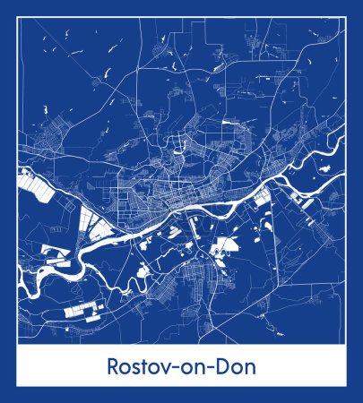 Ilustración de Rostov-on-Don Rusia Europa Mapa de la ciudad azul imprimir vector ilustración - Imagen libre de derechos