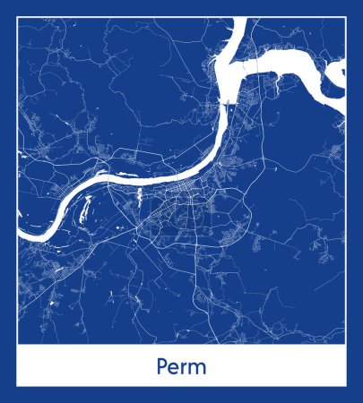 Ilustración de Perm Rusia Europa Mapa de la ciudad azul imprimir vector ilustración - Imagen libre de derechos