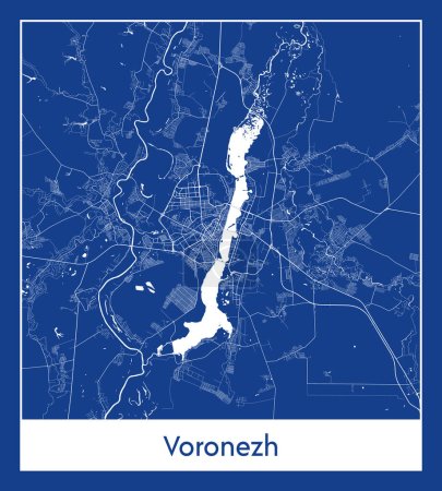 Ilustración de Voronezh Rusia Europa Mapa de la ciudad azul imprimir vector ilustración - Imagen libre de derechos