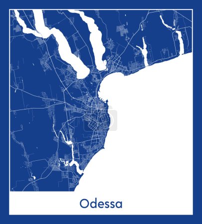 Illustration for Odessa Ukraine Europe City map blue print vector illustration - Royalty Free Image