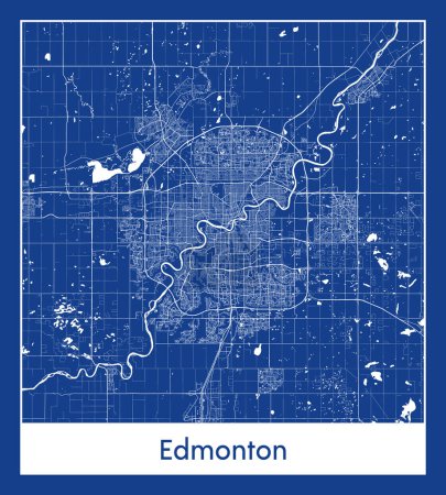 Illustration for Edmonton Canada North America City map blue print vector illustration - Royalty Free Image