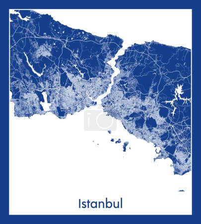 Illustration for Istanbul Turkey Europe City map blue print vector illustration - Royalty Free Image