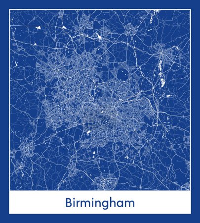 Illustration for Birmingham United Kingdom Europe City map blue print vector illustration - Royalty Free Image