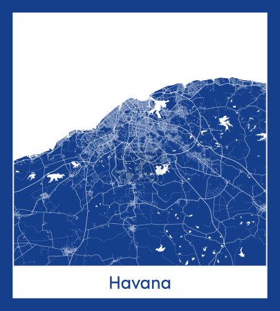 Illustration for Havana Cuba North America City map blue print vector illustration - Royalty Free Image
