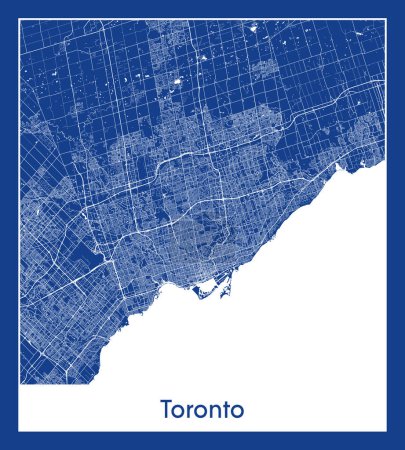 Toronto Canada North America City map blue print vector illustration