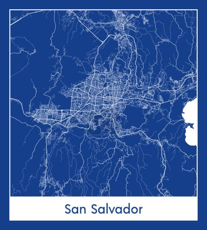 Ilustración de San Salvador El Salvador América del Norte Mapa de la ciudad blue print vector illustration - Imagen libre de derechos