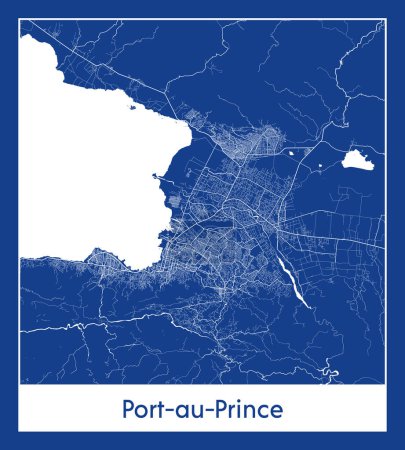 Illustration for Port-au-Prince Haiti North America City map blue print vector illustration - Royalty Free Image