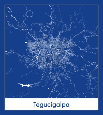 Ilustración de Tegucigalpa Honduras América del Norte mapa azul print vector ilustración - Imagen libre de derechos