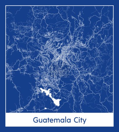 Illustration for Guatemala City Guatemala North America City map blue print vector illustration - Royalty Free Image