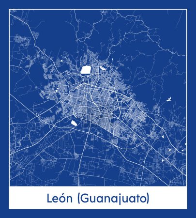 Téléchargez les illustrations : Leon Guanajuato Mexique Amérique du Nord Plan de la ville illustration vectorielle - en licence libre de droit