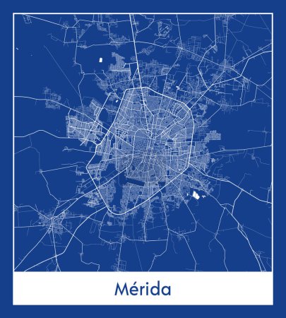 Illustration for Merida Mexico North America City map blue print vector illustration - Royalty Free Image