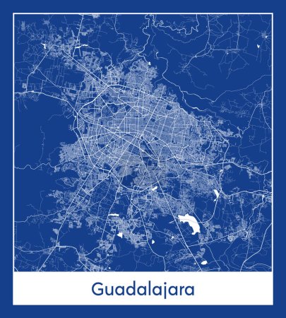 Illustration for Guadalajara Mexico North America City map blue print vector illustration - Royalty Free Image