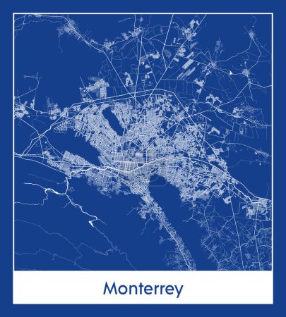 Téléchargez les illustrations : Monterrey Mexique Amérique du Nord Plan de la ville illustration vectorielle - en licence libre de droit