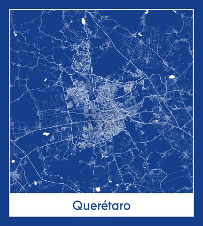 Téléchargez les illustrations : Queretaro Mexique Amérique du Nord Plan de la ville illustration vectorielle - en licence libre de droit