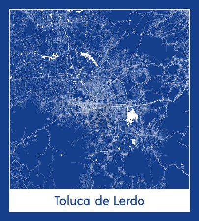 Illustration for Toluca de Lerdo Mexico North America City map blue print vector illustration - Royalty Free Image