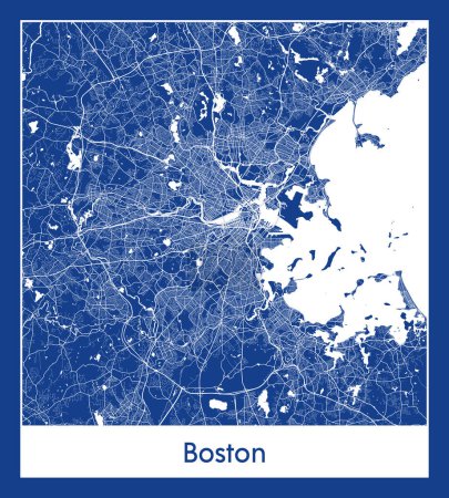 Illustration for Boston United States North America City map blue print vector illustration - Royalty Free Image