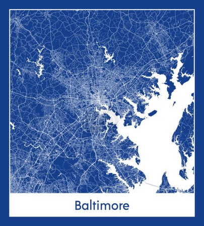 Illustration for Baltimore United States North America City map blue print vector illustration - Royalty Free Image