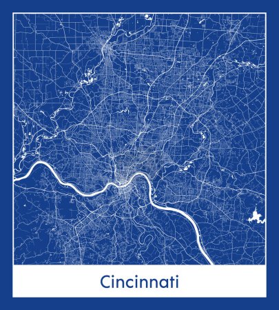 Téléchargez les illustrations : Cincinnati États-Unis Amérique du Nord Plan de la ville illustration vectorielle - en licence libre de droit