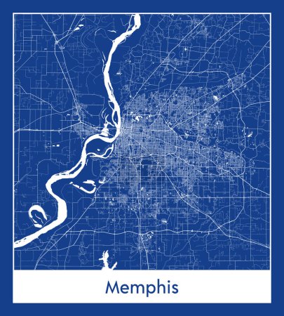 Illustration for Memphis United States North America City map blue print vector illustration - Royalty Free Image