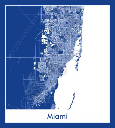 Illustration for Miami United States North America City map blue print vector illustration - Royalty Free Image