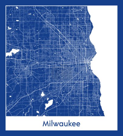Illustration for Milwaukee United States North America City map blue print vector illustration - Royalty Free Image