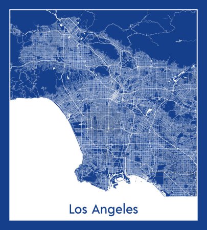 Illustration for Los Angeles United States North America City map blue print vector illustration - Royalty Free Image