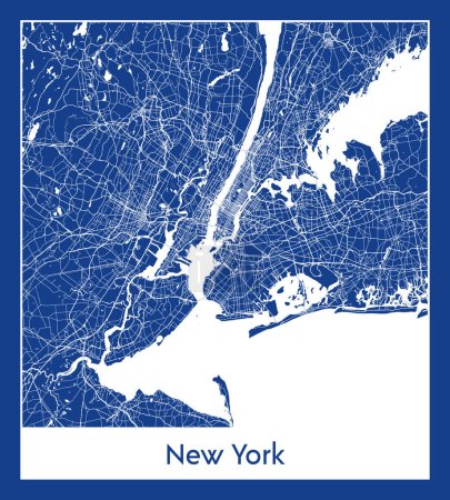 Illustration for New York United States North America City map blue print vector illustration - Royalty Free Image