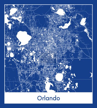 Téléchargez les illustrations : Orlando États-Unis Amérique du Nord Plan de la ville illustration vectorielle - en licence libre de droit