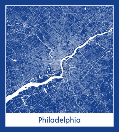 Ilustración de Filadelfia Estados Unidos North America City mapa azul print vector ilustración - Imagen libre de derechos