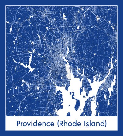 Ilustración de Providence Rhode Island Estados Unidos North America City mapa azul print vector ilustración - Imagen libre de derechos