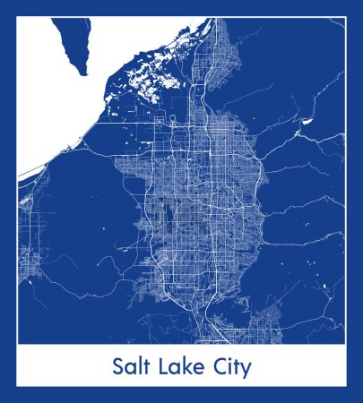 Illustration for Salt Lake City United States North America City map blue print vector illustration - Royalty Free Image