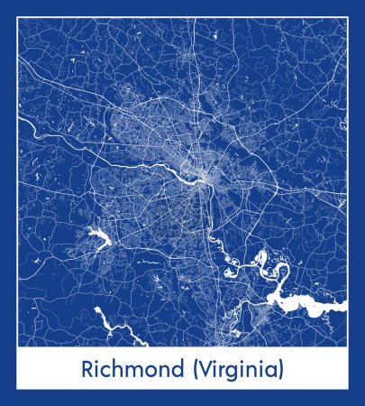 Téléchargez les illustrations : Richmond Virginie États-Unis Amérique du Nord Plan de ville illustration vectorielle - en licence libre de droit