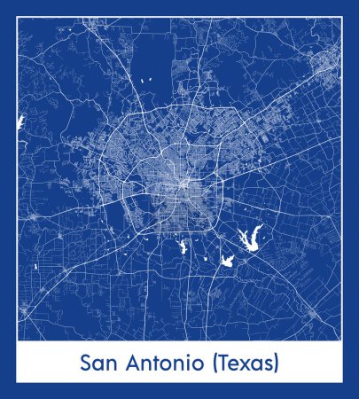 Illustration for San Antonio Texas United States North America City map blue print vector illustration - Royalty Free Image