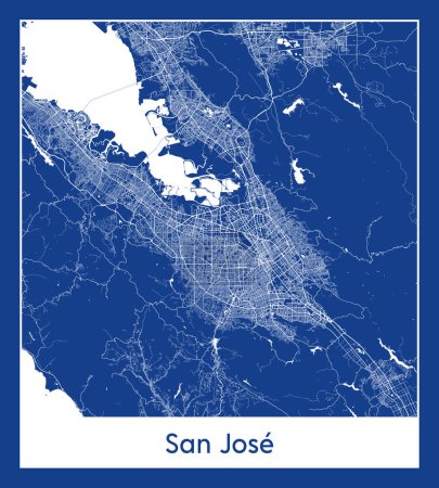 Ilustración de San Jose Estados Unidos North America City mapa azul print vector ilustración - Imagen libre de derechos