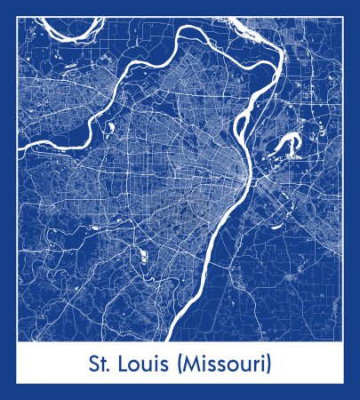 Illustration for St. Louis Missouri United States North America City map blue print vector illustration - Royalty Free Image