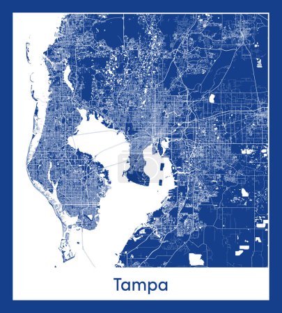 Illustration for Tampa United States North America City map blue print vector illustration - Royalty Free Image