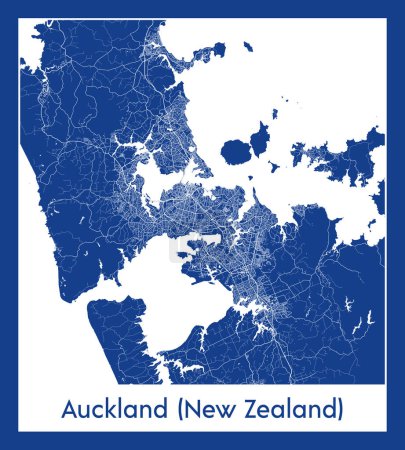 Illustration for Auckland New Zealand New Zealand Oceania City map blue print vector illustration - Royalty Free Image