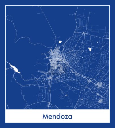 Illustration for Mendoza Argentina South America City map blue print vector illustration - Royalty Free Image