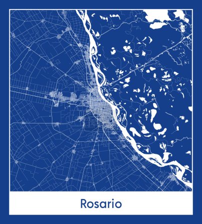 Illustration for Rosario Argentina South America City map blue print vector illustration - Royalty Free Image